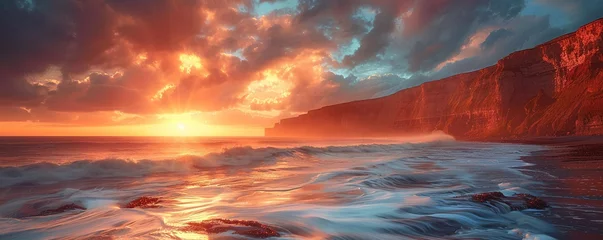 Fotobehang Sunset at Cliffs © Coosh448
