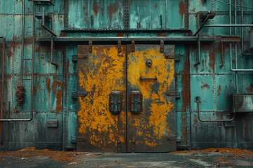 The door is yellow and rusted