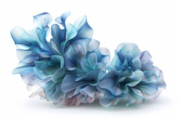 mix of blue hydrangea flowers isolated on white background