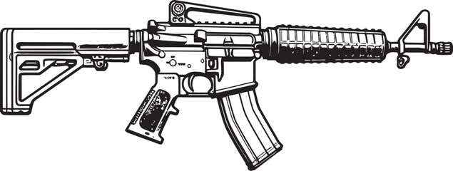 Precision Warfare M16 Rifle Symbol in Black Vector Emblem Strategic Supremacy M16 Rifle Logo Design in Black Vector Icon