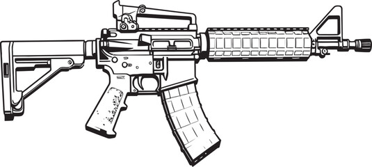 Military Dominance M16 Rifle Logo Design in Vector Black Strategic Supremacy M16 Rifle Icon in Black Vector