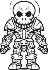 Grim Defender Skeleton Knight Logo Design in Black Vector Phantom Warrior Skeleton Knight Icon in Black Vector