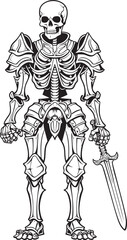 Spectral Paladin Skeleton Knight Symbol in Black Vector Grim Defender Skeleton Knight Logo Design in Black Vector