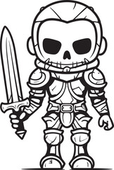 Phantom Warrior Skeleton Knight Icon in Black Vector Haunted Guardian Skeleton Knight Symbol in Black Vector