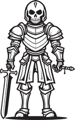 Phantom Guardian Skeleton Knight Symbol in Black Vector Haunted Champion Skeleton Knight Logo Design in Black Vector