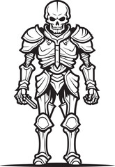 Fototapeta na wymiar Dark Guardian Skeleton Knight Icon in Black Vector Shadowed Defender Skeleton Knight Symbol in Black Vector