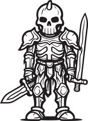 Spectral Sentinel Skeleton Knight Icon in Black Vector Grim Defender Skeleton Knight Symbol in Black Vector
