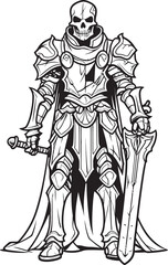 Deaths Guardian Skeleton Knight Icon in Black Vector Dark Warrior Skeleton Knight Symbol in Black Vector