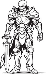 Fototapeta na wymiar Haunted Warrior Skeleton Knight Icon in Black Vector Deaths Paladin Skeleton Knight Symbol in Black Vector