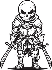 Deaths Sentinel Skeleton Knight Icon in Black Vector Dark Warrior Skeleton Knight Symbol in Black Vector