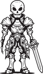 Grim Paladin Skeleton Knight Symbol in Black Vector Phantom Warrior Skeleton Knight Logo Design in Black Vector