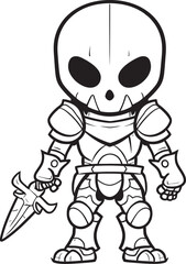 Dark Protector Skeleton Knight Logo Design in Black Vector Phantom Knight Skeleton Knight Icon in Black Vector