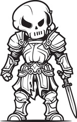Phantom Paladin Skeleton Knight Icon in Black Vector Haunted Defender Skeleton Knight Symbol in Black Vector