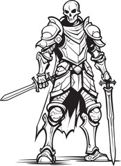 Shadowed Warrior Skeleton Knight Icon in Black Vector Spectral Champion Skeleton Knight Symbol in Black Vector
