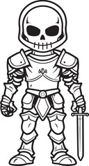 Grim Guardian Skeleton Knight Icon in Black Vector Phantom Champion Skeleton Knight Symbol in Black Vector