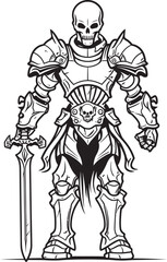Fototapeta na wymiar Spectral Champion Skeleton Knight Symbol in Black Vector Grim Warrior Skeleton Knight Logo Design in Black Vector
