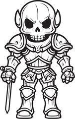 Shadowed Guardian Skeleton Knight Symbol in Black Vector Spectral Sentinel Skeleton Knight Logo Design in Black Vector