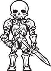 Fototapeta na wymiar Deaths Defender Skeleton Knight Icon in Black Vector Dark Warrior Skeleton Knight Symbol in Black Vector