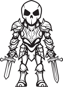 Phantom Warrior Skeleton Knight Logo Design in Black Vector Haunted Sentinel Skeleton Knight Icon in Black Vector