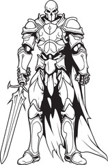 Deaths Champion Skeleton Knight Symbol in Black Vector Phantom Guardian Skeleton Knight Logo Design in Black Vector