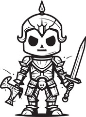 Grim Defender Skeleton Knight Logo Design in Black Vector Phantom Warrior Skeleton Knight Icon in Black Vector