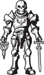 Phantom Warrior Skeleton Knight Icon in Black Vector Haunted Guardian Skeleton Knight Symbol in Black Vector