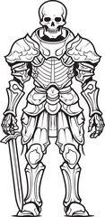 Fototapeta na wymiar Phantom Guardian Skeleton Knight Symbol in Black Vector Haunted Champion Skeleton Knight Logo Design in Black Vector