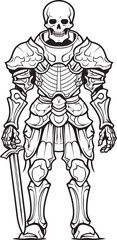 Phantom Guardian Skeleton Knight Symbol in Black Vector Haunted Champion Skeleton Knight Logo Design in Black Vector