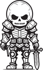 Spectral Guardian Skeleton Knight Icon in Black Vector Ebonclad Defender Skeleton Knight Symbol in Black Vector