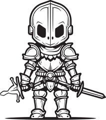 Grim Protector Skeleton Knight Icon in Black Vector Shadowed Guardian Skeleton Knight Symbol in Black Vector