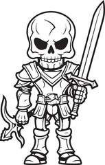 Grim Reapers Protector Skeleton Knight Symbol in Black Vector Phantom Guardian Skeleton Knight Logo Design in Black Vector