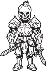 Phantom Guardian Skeleton Knight Logo Design in Black Vector Dark Defender Skeleton Knight Icon in Black Vector