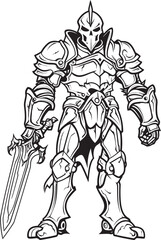 Shadowed Champion Skeleton Knight Logo Design in Black Vector Spectral Protector Skeleton Knight Icon in Black Vector