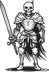 Spectral Protector Skeleton Knight Icon in Black Vector Dark Sentinel Skeleton Knight Symbol in Black Vector
