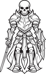 Deaths Guardian Skeleton Knight Symbol in Black Vector Shadowed Champion Skeleton Knight Logo Design in Black Vector