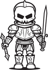 Phantom Paladin Skeleton Knight Icon in Black Vector Grim Protector Skeleton Knight Symbol in Black Vector