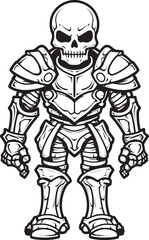 Grim Reapers Sentinel Skeleton Knight Symbol in Black Vector Spectral Sentinel Skeleton Knight Logo Design in Black Vector