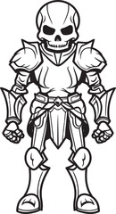 Spectral Sentinel Skeleton Knight Logo Design in Black Vector Dark Sentinel Skeleton Knight Icon in Black Vector