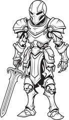 Deaths Champion Skeleton Knight Symbol in Black Vector Phantom Guardian Skeleton Knight Logo Design in Black Vector