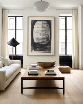 Art deco interior design of modern living room, home.