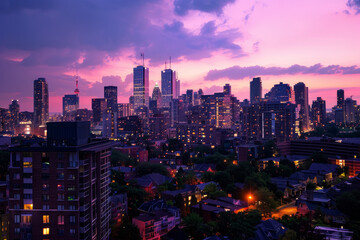 Fototapeta na wymiar Twilight Urban Panorama