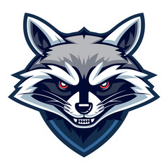 Vector esports logotype raccoon on white background, logo raccoon, icon raccoon, sticker raccoon, symbol raccoon, emblem raccoon