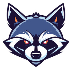 Vector esports logotype raccoon on white background, logo raccoon, icon raccoon, sticker raccoon, symbol raccoon, emblem raccoon