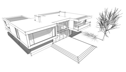 house building sketch architecture 3d illustration