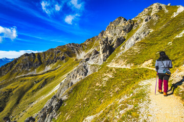 Naklejka na ściany i meble Mountain landscape of the Stubai Alps