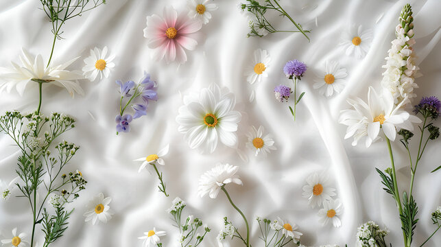 FLOWERS ON WHITE BACKGROUND