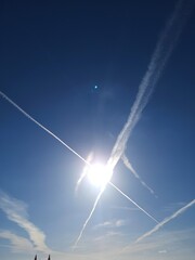 Crossed airplane sky
