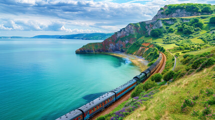 Fototapeta na wymiar Countryside Train Journey Scene