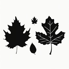 Autumn Leaves Silhouette Set: Oak, Triple, and Simple Leaf Silhouettes for Fall, Summer, and Spring Themes