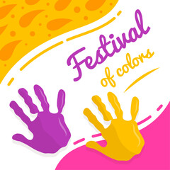 happy Holi festival portrait banner design Holi background with Gulal, Pickhari, color splash